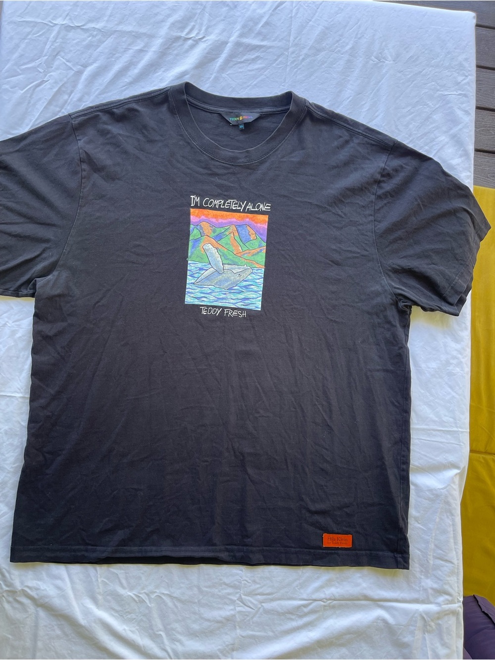 Teddy Fresh Black Tee with Multicolor Whale Graphic